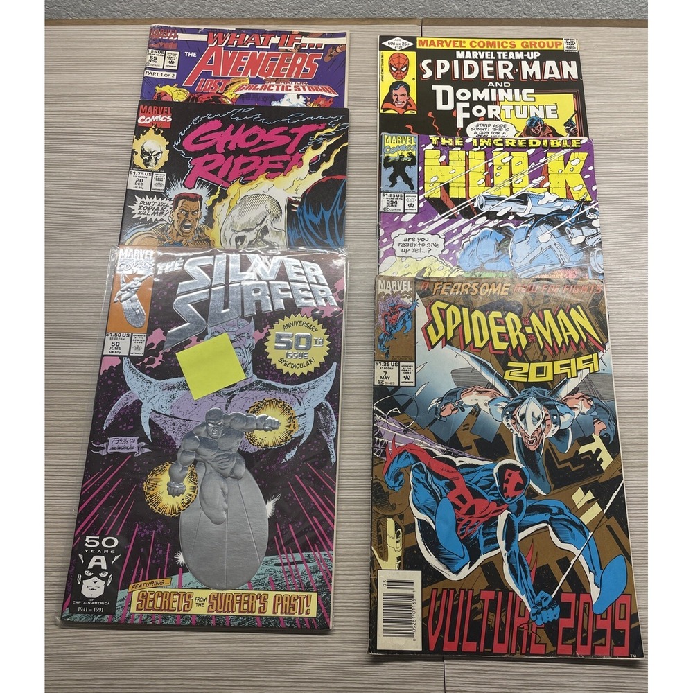 Lot Of 6 Marvel Comics Ghost Rider / Spider-Man / Silver Surfer / Hulk / What If